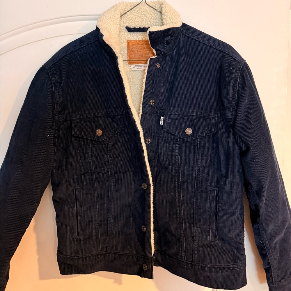 Women’s Navy Sherpa-Lined Jacket